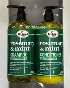 MADE IN USA ~ GUARANTEED DELIVERY ~ SAME DAY EXPEDITED SHIPPINGh ROSEMARY & MINT SHAMPOO + CONDITIONER INFUSED WITH BIOTIN Strengthening dry and damaged hair to help promote growth, manageability and shine Smooths split ends and helps dry, flaky scalp  For All Hair Types Paraben & Phthales free Color Safe Formula Made in USA Hair Shampoo For Growth, The Best Shampoo And Conditioner, Beauty Recommendations, Dry Flaky Scalp, Rosemary Mint Shampoo, Rosemary Shampoo, Yonsei University, Hair Growth Products, Mint Shampoo