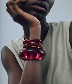 Our signature domed cuff bracelet in hot pink-hued resin looks stellar stacked or solo. Objkts Jewelry, Lip Cuffs, Earring Stacks, 2024 Outfits, Resin Bracelet, Hoop Charms, Classic Brides, Wide Cuff Bracelets, Board Inspiration