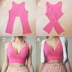 how to make a crop top out of an old pair of pants and bras