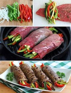 various pictures of different foods being cooked on the grill