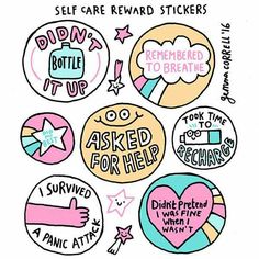 Self Care Reward Stickers                                                                                                                                                                                 More Reward Stickers, Memes Humor, Self Care Activities, Mental Health Matters, Coping Skills, Infp, Mental Wellness, Mental Health Awareness, Emotional Health