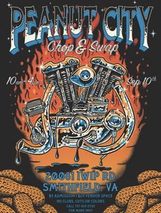 an event poster for the peanut city motorcycle club