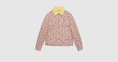 Outfit Trabajo, Gucci Collection, Liberty Floral, Floral Jacket, Timothee Chalamet, Cotton Jacket, Pink Cotton, Denim Top, Italian Design