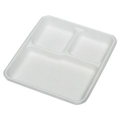 a white plastic tray with two compartments