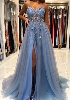 Beaded Tulle, Blue Tulle, Beaded Prom Dress, Long Prom Dresses, Dresses 2024, Tulle Prom Dress, Long Prom Dress, Formal Evening Dresses, Evening Dresses Prom