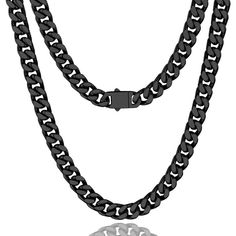 PRICES MAY VARY. 【MEN CUBAN CHAIN】- The men's cuban link chain features a durable lobster clasp, which is sturdy for wear-not easy to break. 【MATERIAL & SIZE】- 316L Stainless Steel/18K Gold/Black Metal Plated, Long-lasting, No Fade AND Non Tarnish. 5mm/7mm/9mm/11mm width, 18/20/22/24/26/28/30 inch length. 【STRONG CHAIN】- Durable & Nickel-Free & Anti-Allergies, The surface of curb chain necklace is comfortable and smooth and won't scratch your neck, these cuban chains choose from high-quality 316 Cuban Chains, Chain Necklace For Men, Cuban Link Chain Necklaces, Link Chain Necklace, Black Plates, Necklace For Men, Hip Hop Jewelry, Black Jewelry, Send Gift