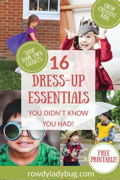 a collage of photos with the words 16 dress - up essentials you didn't know you had