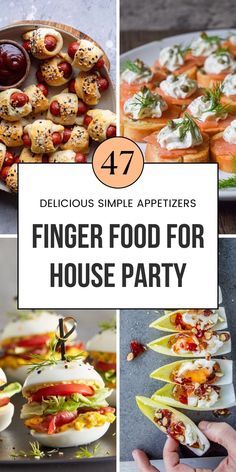 finger food for house party with text overlay