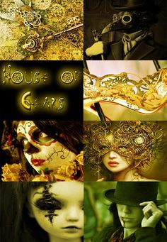 a collage of photos with the words house of glams written in green