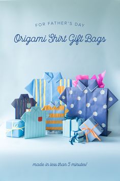 an origami shirt gift bag made in less than 5 minutes for father's day