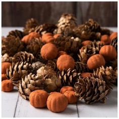 Smallest Size: 0.38" x 0.5" x 0.5" Largest Size: 1.5" x 1.25" x 1.25" Material: Foam & Natural Color: Brown & Orange Net Weight: 5.71 Ounces (162g) Quantity: 1 Bag Give your autumnal displays a natural touch with this Mini Pumpkins & Pinecones Filler. Inside you'll find a mix of miniature foam pumpkins and pinecones that are the perfect size for embellishing your fall decor. Scatter this filler around a table or fill a decorative bowl to add a touch of woodland charm to your space all season long!   Note: Due to the nature of this item, size, shape, and quantity may vary. Fall Vase Filler Ideas, Autumnal Displays, Fall Vase Filler, Fall Bowl Fillers, Vase Filler Ideas, Thanksgiving Tabletop Decor, Plant Centerpieces, Planting Mums, Decorative Bowl Filler