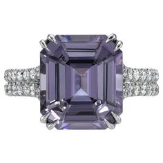 Purple Spinel Ring, Luxury Purple Rings Gia Certified, Luxury Purple Gia Certified Rings, Luxury Amethyst Ring With Emerald Cut Diamond, Luxury Emerald-cut Diamond Amethyst Ring, Luxury Emerald Cut Amethyst Ring With Diamond Setting, Luxury Emerald-cut Amethyst Ring For Formal Events, Luxury Emerald Cut Amethyst Ring For Formal Occasions, Purple Baguette Cut Rings For Formal Occasions