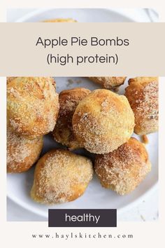 Mini Apple Pie Bombs are the perfect combination of sweet, satisfying, and guilt-free. A high protein, low sugar dough with sugar-free cinnamon apples and coating, made in the air fryer! High Protein Low Sugar Desserts, Apple Recipes No Sugar, Low Sugar Muffins, High Protein Cheesecake, Mini Apple Pie, Healthy High Protein Snacks, Air Fryer Recipes Snacks, Low Calorie Protein