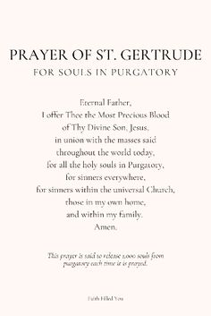 the prayer for st gertrude, which is written in black and white