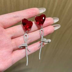 Never Worn, Anti-Allergic Girly Bracelets, Quince Ideas, Fire And Ice, Heart Earrings, Quince, Lady In Red, Short Hair, Braids, Jewelry Earrings