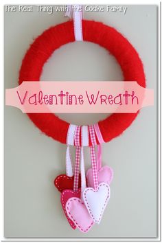 a valentine wreath hanging on the wall