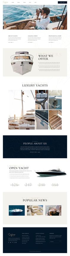 the website design for yachts and boats