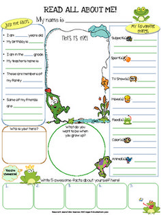 the frog book report is shown in this printable version, and includes information about each character