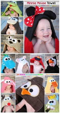 a collage of photos with different types of hats for babies and toddlers to wear