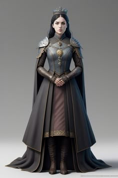 Ice Fantasy Outfit, Medieval Clothing Women Warriors, Medieval Clothing Women, Medieval Fantasy Clothing, Knight Dress, Earth Clothes, Got Costumes, Medieval Woman, Queen Aesthetic