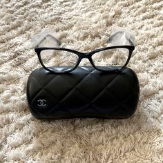 New With Tags - Never Been Worn - Chanel Rectangle Eyeglasses, Black Resin, Lens Width 55mm Chanel Glasses Frames, Chanel Glasses, Rectangle Eyeglasses, Red Sunglasses, Big Goals, Pink Chanel, Brown Sunglasses, Black Resin, Chanel Accessories