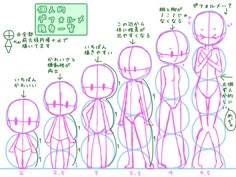 the drawing shows how to draw people with different facial expressions and body shapes, as well as