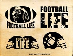 the football life logo and helmet decals are on an old paper sheet with black lettering