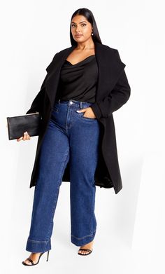 So Chic Coat - black Plus Size Jean Jacket Outfits, Plus Size Jean Jacket, Plus Size Coat, Plus Size Clothing Online, Winter Princess, Trendy Outfit Ideas, Jean Jacket Outfits, Chic Coat, Denim Outerwear