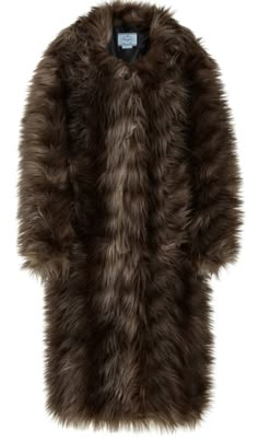 Brown Faux Fur Coat, Womens Faux Fur Coat, Prada Fashion, Raf Simons, Wool Blend Coat, Triangle Logo, Faux Fur Coat, Moda Operandi, Autumn Winter Fashion