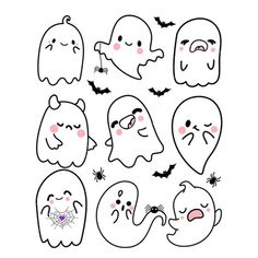 halloween ghost faces with different expressions