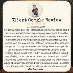 the client google review is shown in this screenshoter's profile, which shows an image of a man with glasses on his face