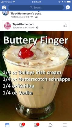 the recipe for buttery finger ice cream is displayed on an iphone screen, with information about it