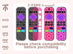 three different types of remote controls are shown in this graphic style, with the text 3 items layered above them