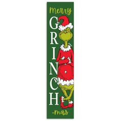 a christmas sign with the grinch on it's face and words merry grinch