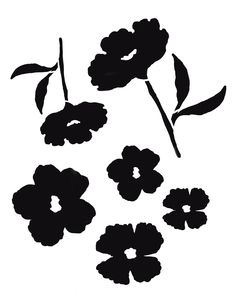 black silhouettes of flowers against a white background