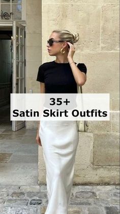 Silky Skirt Outfit, White Satin Skirt Outfit, Satin Skirt Outfit Casual, Grooming Tips For Women, A Line Skirt Outfits