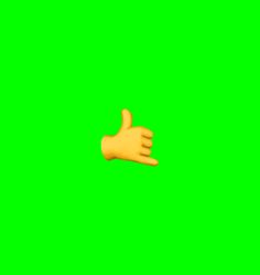 a yellow hand is in the air on a green screen, and it appears to be giving thumbs up