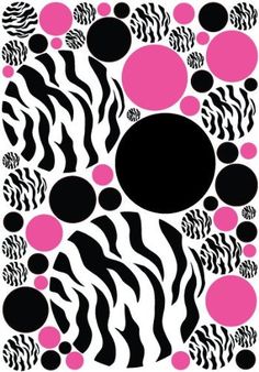 a cell phone case with zebra print and polka dots on the front, in black and pink