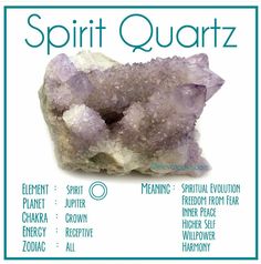 Spirit Quartz Meaning, School Crystals, Crystals For Witchcraft, Crystals Healing Grids, Stone Meanings, Quartz Meaning, Healing Rocks, Gemstones Chart, Crystal Healing Chart