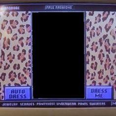 an old television with leopard print on it's screen and the words auto dress