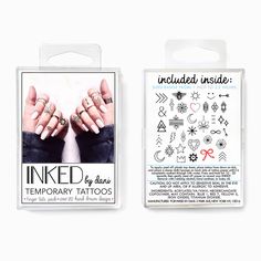 the inked temporary tattoos are packaged in a clear package and ready to be used