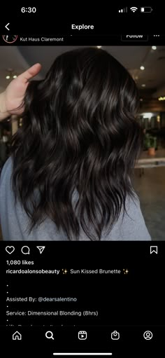 Best Highlights For Black Hair Shades, Espresso Brown Hair With Low Lights, Muted Brown Balayage On Black Hair, Dark Chocolate Dimensional Hair, Dark Brown Hair Color Balayage, Subtle Highlights In Black Hair, Dark Chocolate Balayage Short Hair, Dark Brunette Color Melt, Dark Brown Hair With No Red Tones