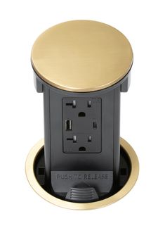 Lew PUR20ACD-B Round Kitchen Pop Up Outlet USB-A/C Charging, Brass Pop Up Electrical Outlet Kitchens, Retractable Countertop, Outlets Under Cabinets, Countertop Outlets, Kitchen Pop, Floor Boxes, Electrical Code, Round Kitchen, Garage Work Bench