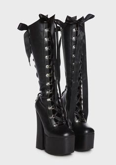 Lace Up Platform Boots, Metal Shoes, Gothic Shoes, Black Platform Boots, Black Dolls, Gothic Clothing