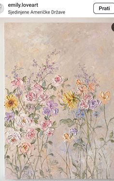 an image of flowers painted on a canvas