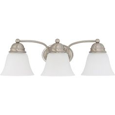 three light bathroom fixture with white glass shades