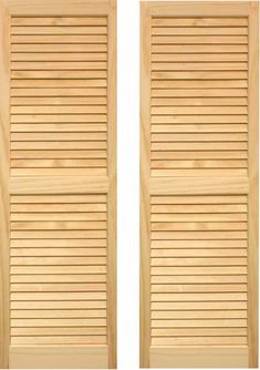 two wooden shutters are shown against a white background