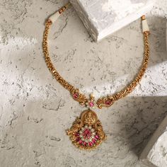 Gajjala Haram Designs, Kerala Necklace Designs, Latest Ruby Necklace Designs, Pearl Gold Necklace Indian, Hasli Necklace Gold, Nakshi Jewellery, Hasli Necklace, Ruby Necklace Designs, Antique Necklace Gold