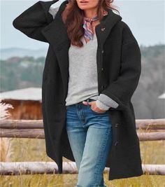 Elegant Blazers, Elegant Coats, Cozy Coats, Estilo Chic, Fall Coat, Woolen Coat, Hooded Coat, Look Casual, Polo Collar