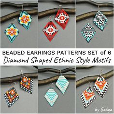 beaded earrings patterns set of 6 diamond shaped ethnic style motifs by joy craftie